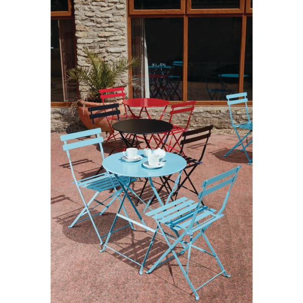 Bolero Pavement Style Steel Chairs Seaside Blue (Pack of 2) GK982
