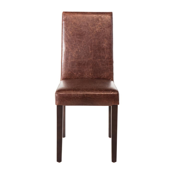 Bolero Faux Leather Dining Chair Antique Brown (Pack of 2) GR369