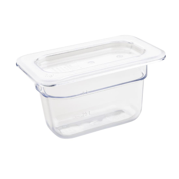 Vogue Polycarbonate 1/9 Gastronorm Container 100mm Clear U243