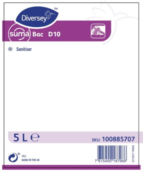 Suma Bac D10 Cleaner and Sanitiser 5 Litre (Pack of 2) CD517