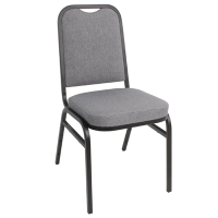 Banqueting Chair | Square Back Steel Chair | Grey Plain Cloth Upholstery | Bolero DA602