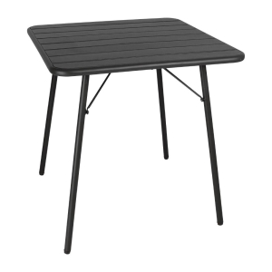 Bolero Slatted Square Steel Table Black 700mm CS731