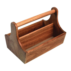Acacia Wood Condiment Basket with Handle DL148