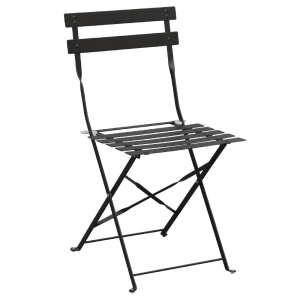 Bolero Black Pavement Style Steel Folding Chairs (Pack of 2) GH553