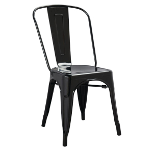 Bolero Black Steel Bistro Side Chair (Pack of 4) GL331