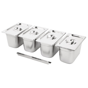 Vogue Stainless Steel Gastronorm Set 4 1/4 with Lids SA247