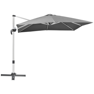 Outsunny 3x3(m) Cantilever Parasol Square Garden Umbrella with Cross Base Crank Handle Tilt 360° Rotation and Aluminium Frame Grey