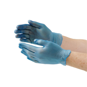 Vogue Powder-Free Vinyl Gloves Blue Large (Pack of 100) CF403-L