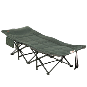 Outsunny Foldable Sun Lounger Padded Patio Camping Bed with Maximum 170° Lying Down Angle & Carry Bag Magazine Bag Cup Holder for Outdoor Grey