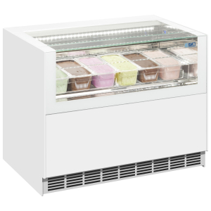 ISA ONESHOW FREE REGULAR Scoop Ice Cream Display White, Flat Glass 1200mm wide