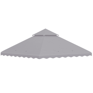 Outsunny 3x3 (m) Gazebo Canopy Replacement Covers 2-Tier Gazebo Roof Replacement (TOP ONLY) Light Grey