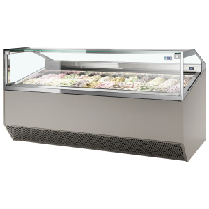 ISA SUPER CAPRI 24 Ventilated Scoop Ice Cream Display Grey, 24 Pan Scooping Freezer 2177mm wide
