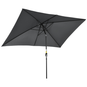 Outsunny 3x2m Patio Parasol Garden Umbrellas Canopy with Aluminum Tilt Crank Rectangular Sun Shade Steel Black