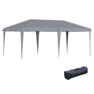 Outsunny 3x6 m Pop Up Gazebo Foldable Canopy Tent Height Adjustable Wedding Awning Canopy w-Carrying Bag Grey