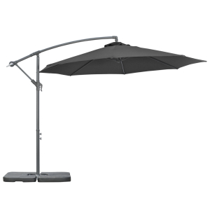 Outsunny 3(m) Garden Banana Parasol Cantilever Umbrella with Crank Handle Cross Base Weights and Cover for Outdoor Hanging Sun Shade Black