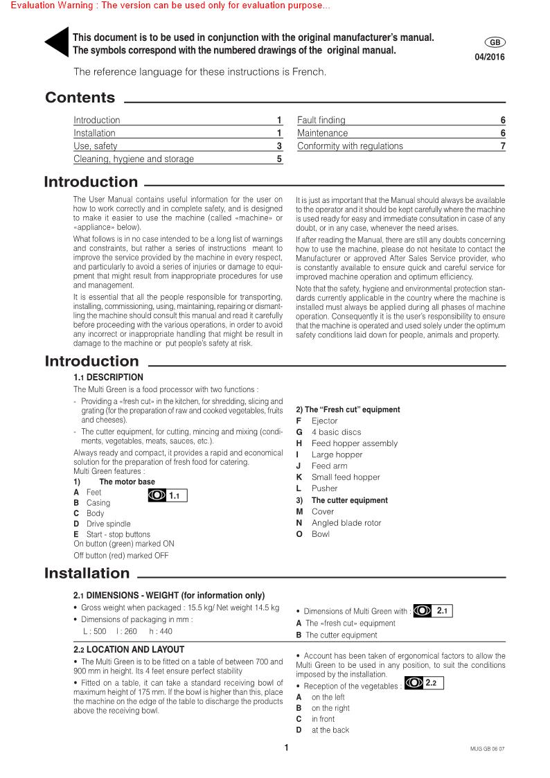 Electrolux CF615 Manual