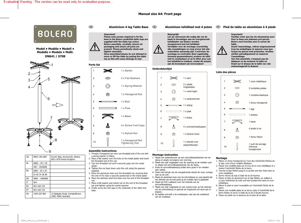 Bolero DN641 Manual