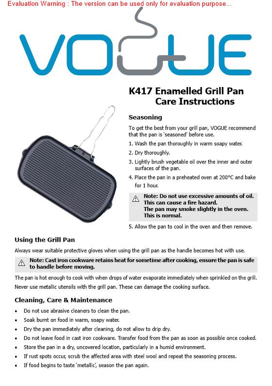 Vogue K417 Manual